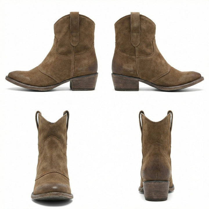 Kurze Cowboy-Stiefel | Western | Wildleder | Knöchel-Stiefel | Damenstiefel Drune