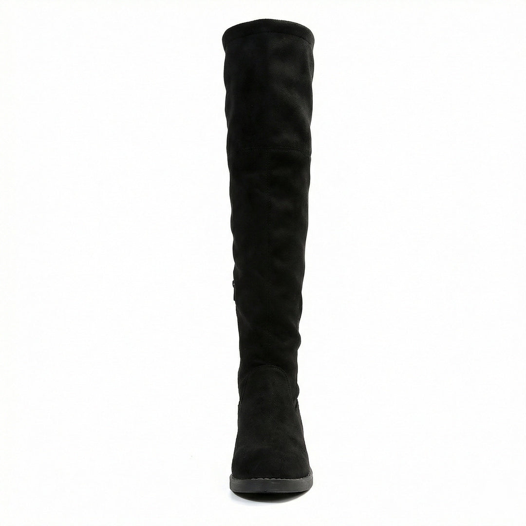 Damen Overknee-Stiefel aus weichem Wildleder mit praktischer Schnürung Drune