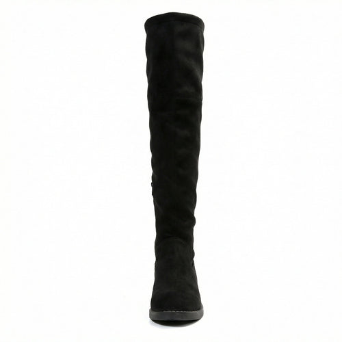 Damen Overknee-Stiefel aus weichem Wildleder mit praktischer Schnürung Drune