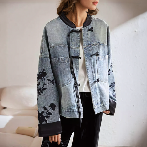 Drune | Vintage-Blumen-Jeansjacke