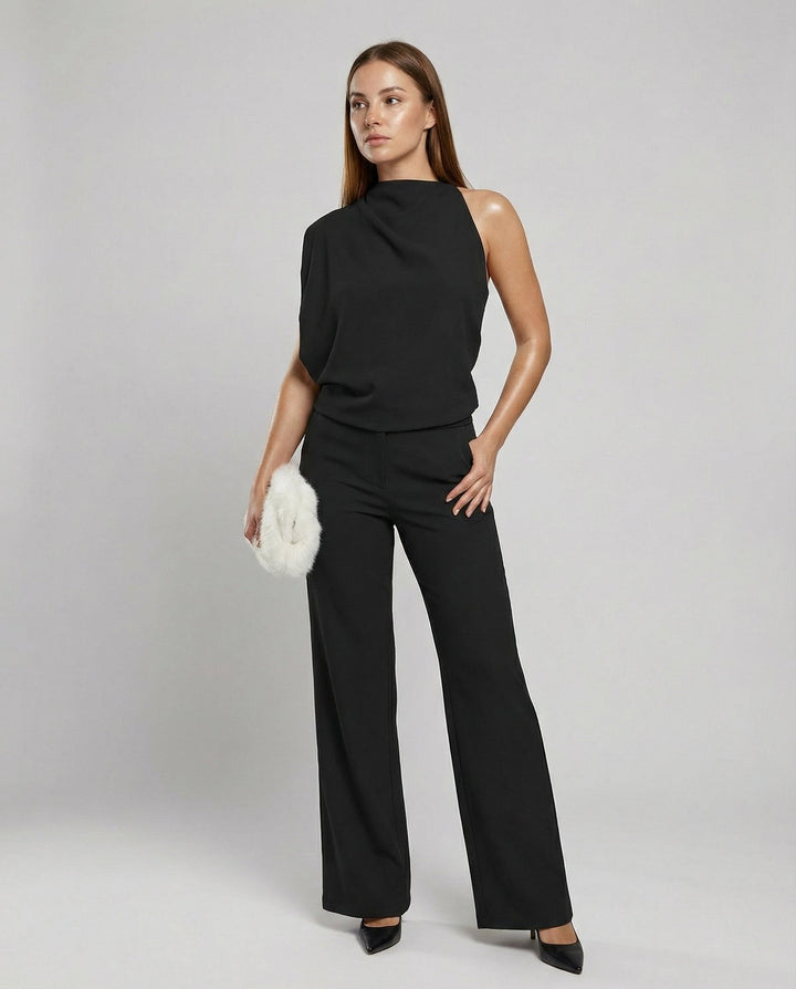 Eleganter Jumpsuit mit Rundhalsausschnitt für Alltag & Besondere Anlässe | Drune