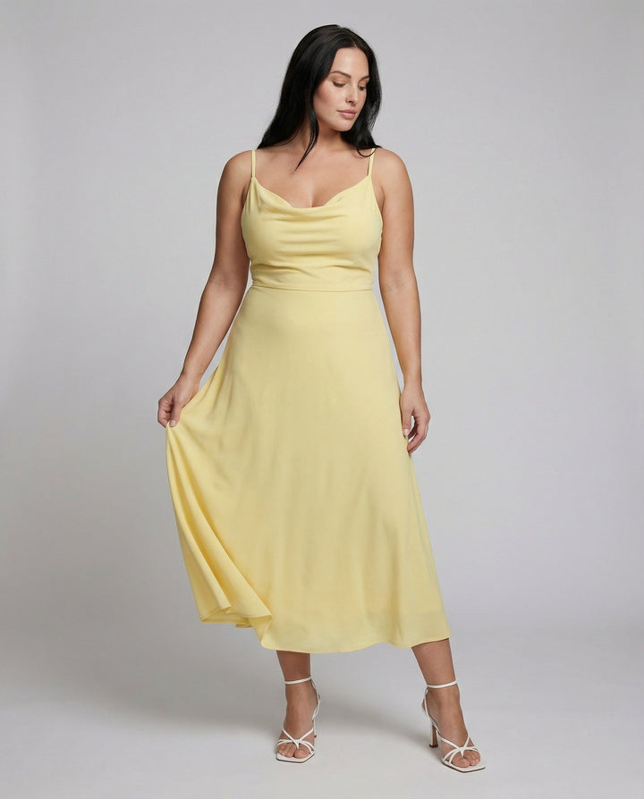 Drune | Lange Drapierte Kleid mit Eingebautem Bh