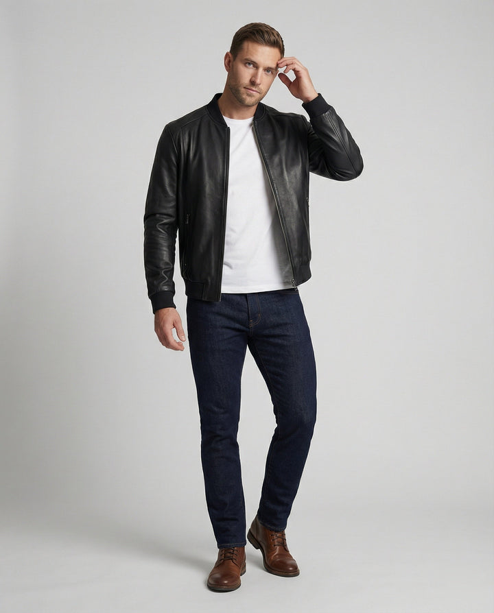 Herren Lederoptik Bomberjacke