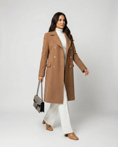 Drune - Eleganter Zweiteiliger Woll Trenchcoat Doppelreihiges Design
