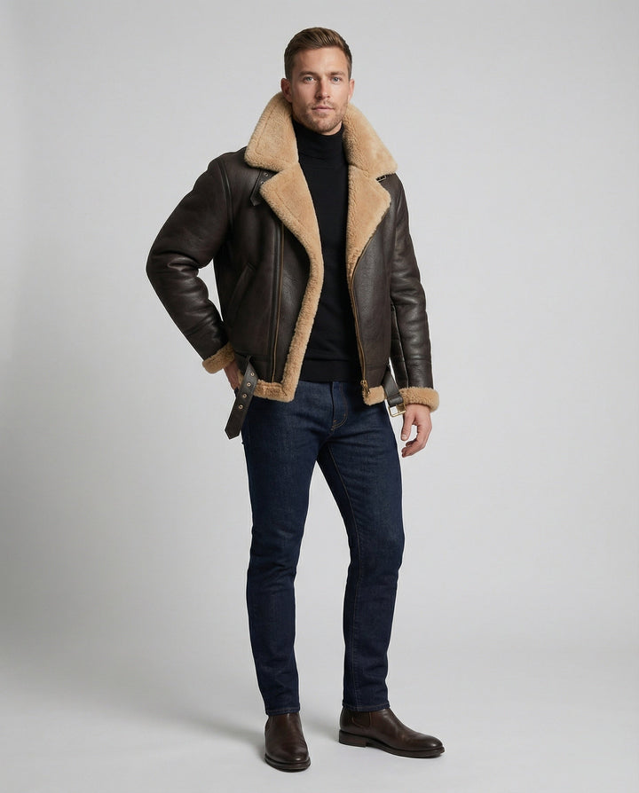 Luxus Lammfell Pilotjacke
