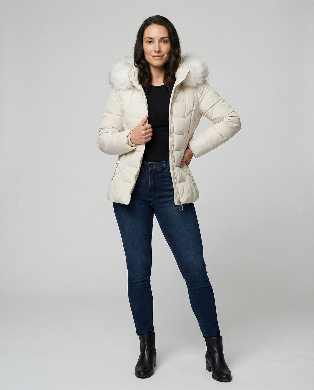 Drune | Stilvolle Winterjacke damen mit Fellkragen