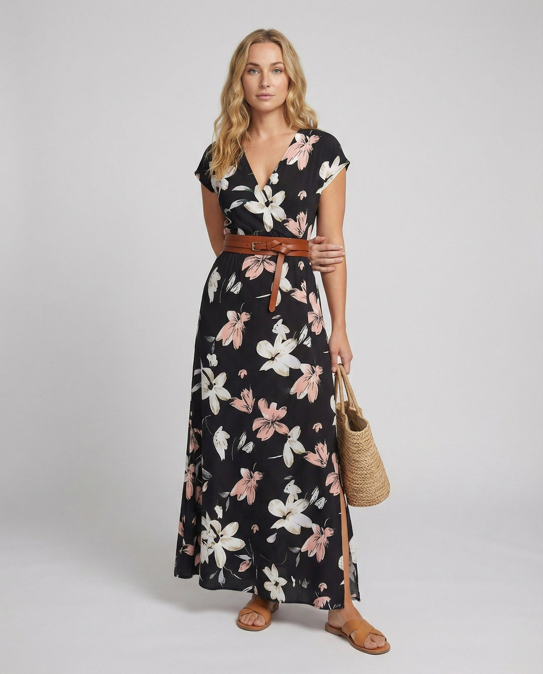 Boho Langes Maxikleid mit Blumenmuster für Sommer & Urlaub | Drune