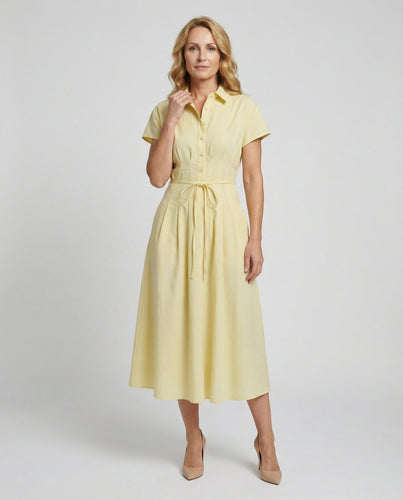 Damen Leinen Hemdkleid mit Gürtel