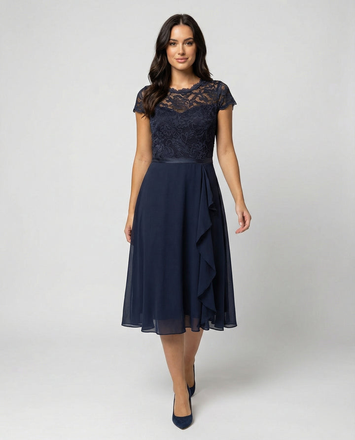 Drune - Elegantes Transparentes Kleid mit Kurzarm, Feminine Silhouette