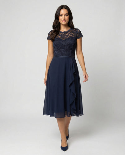 Drune - Elegantes Transparentes Kleid mit Kurzarm, Feminine Silhouette