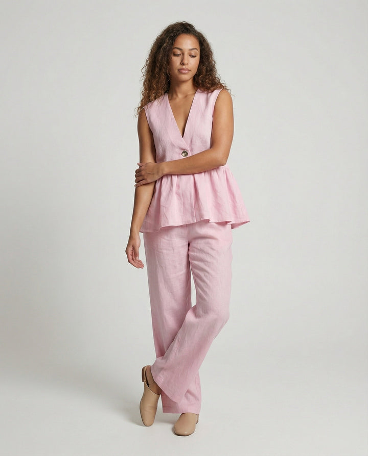 Damen Elegantes Leinen-Hosenanzug Drune