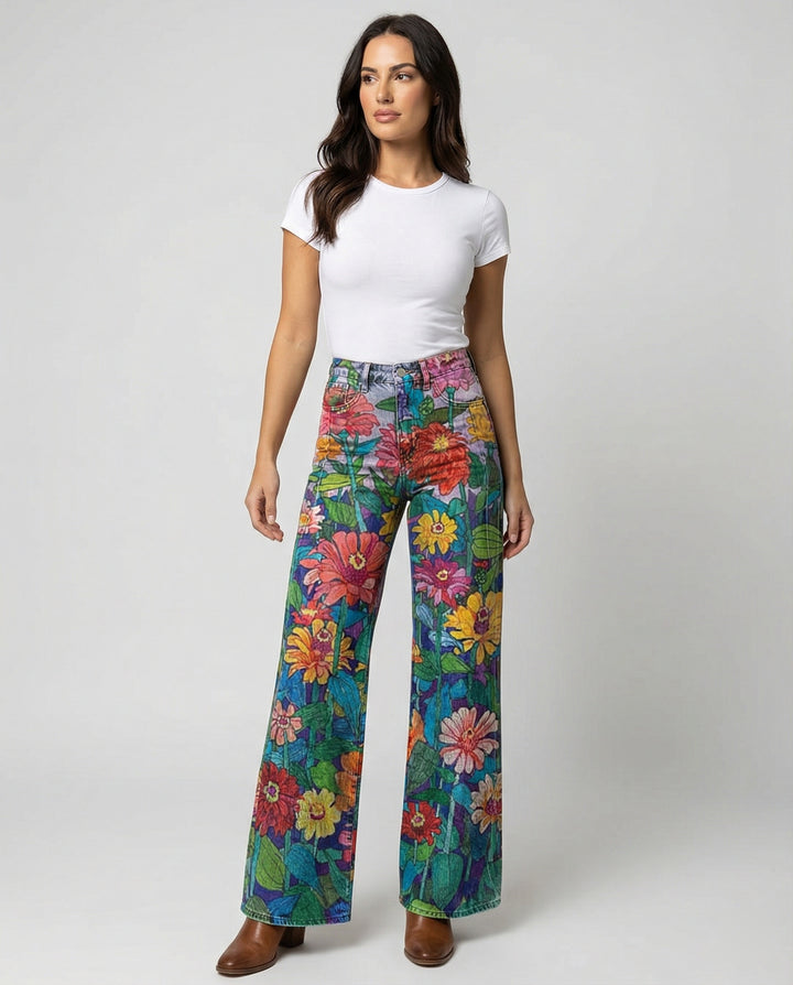 Drune - Modische Jeans, Mit Auffälligem Blumenprint