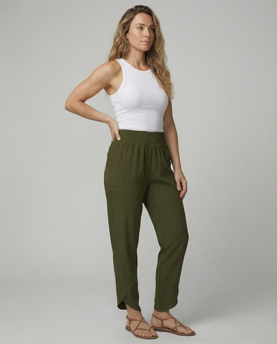 Damen elastische Freizeithose mit praktischen Taschen Drune