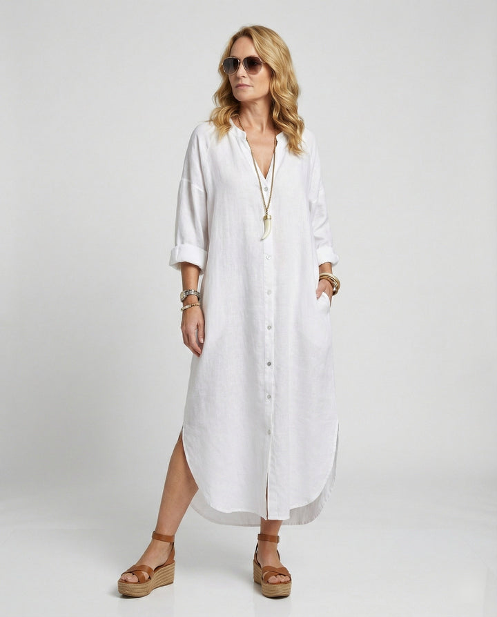 Damen Leinenkleid Kaftan lang
