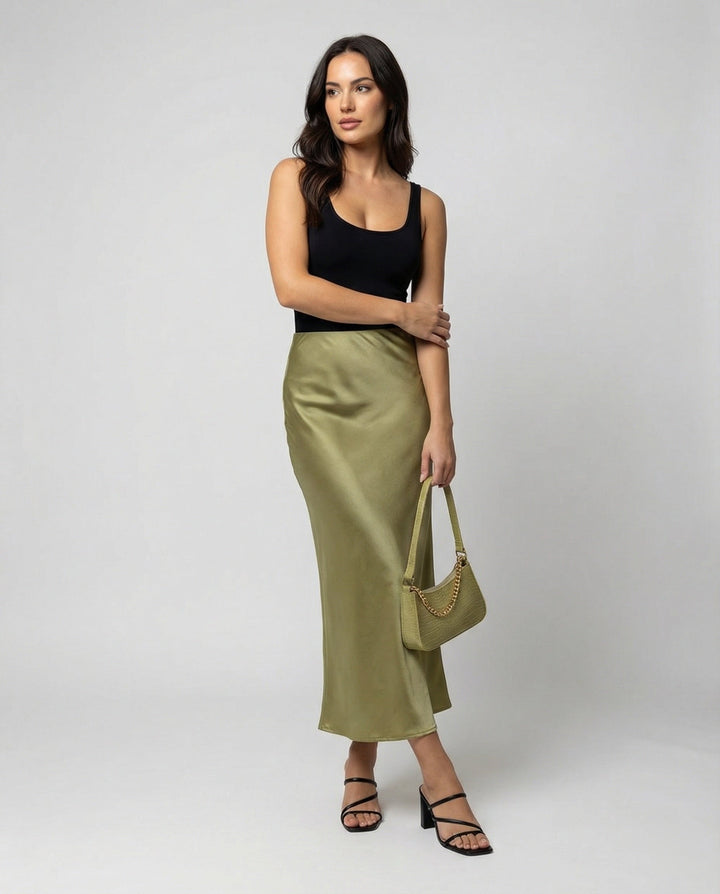 Damen Longskirt aus glattem Satin von Drune