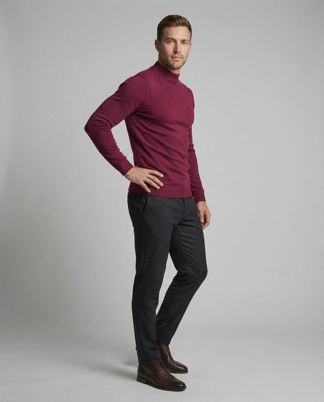Herren eleganter Pullover mit Stehkragen Drune