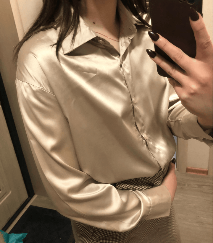 Drune | Knot Satin Seidenbluse für Damen - Stilvolle und luxuriöse Bluse für jeden Anlass