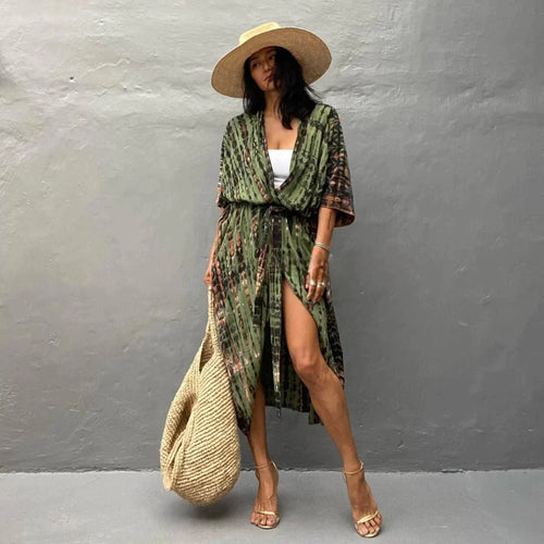 Drune | Stilvolle Kimono Olivgrün