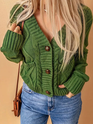 Drune | Bequeme und elegante grüne Strickjacke für Frauen