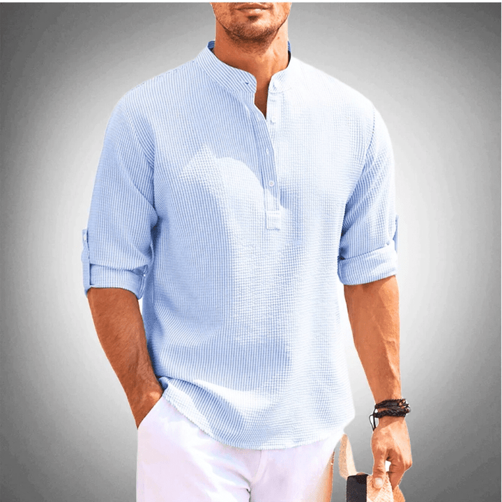 Drune | Trendy Herrenhemd Mit Halber Kragen Lässiges Outfit