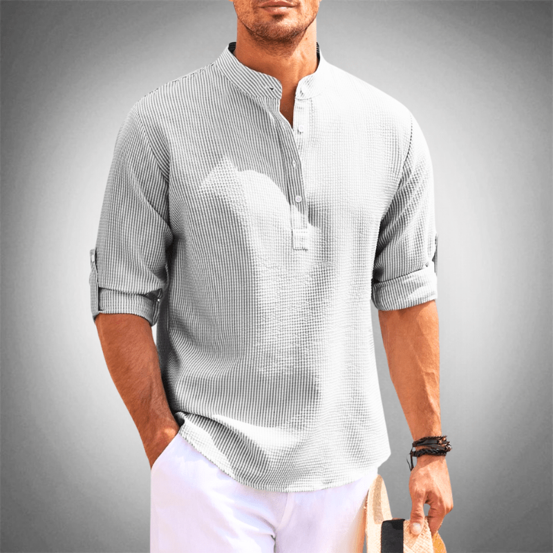 Drune | Trendy Herrenhemd Mit Halber Kragen Lässiges Outfit