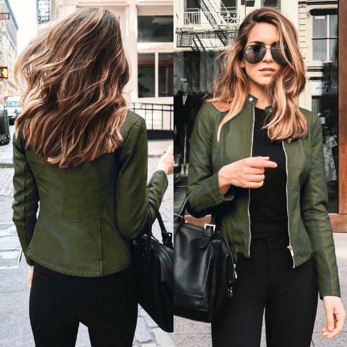 Drune | Jacke Damen Slim Fit Lederjacke Damen Perfekt Für Den Herbst Trendy & Lässig