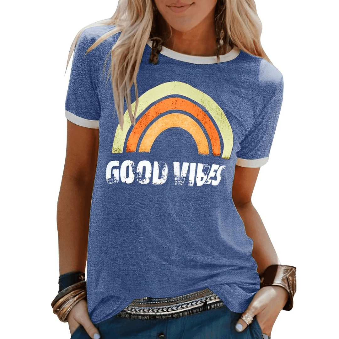 Drune | Retro Good Vibes Grafik T-Shirt für Damen