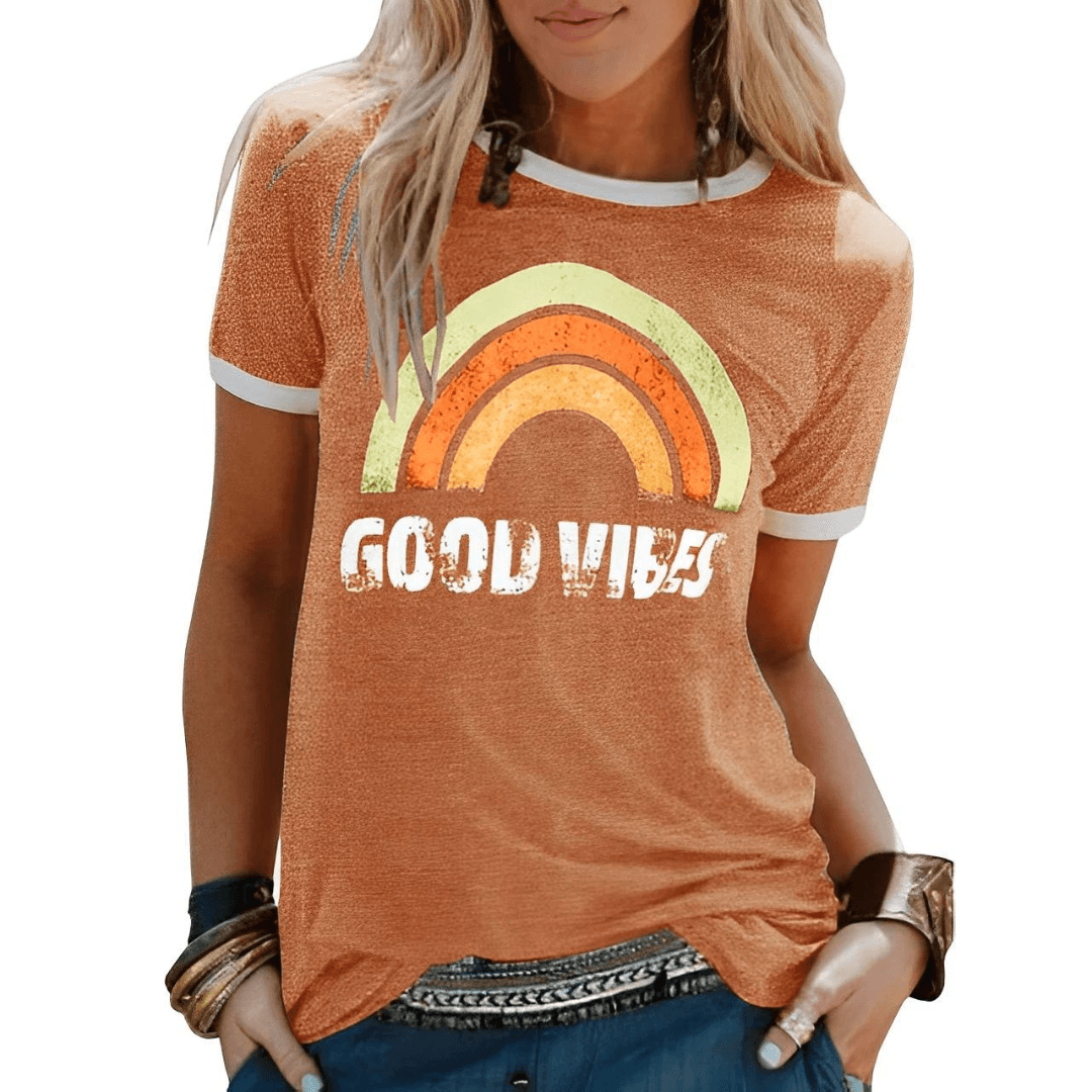 Drune | Retro Good Vibes Grafik T-Shirt für Damen
