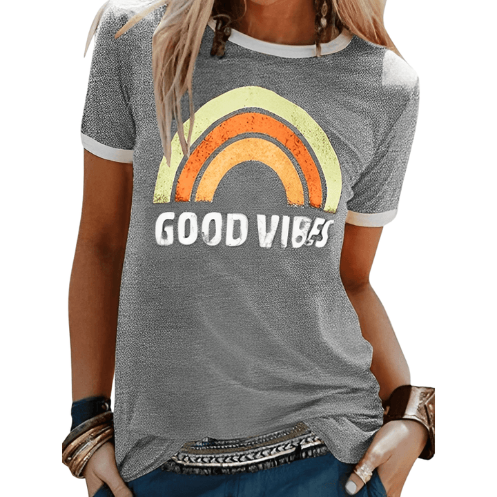 Drune | Retro Good Vibes Grafik T-Shirt für Damen