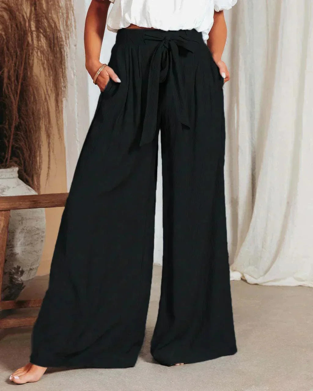 Drune | Luftige Leinenhose Mit Weitem Schnitt Für Frauen