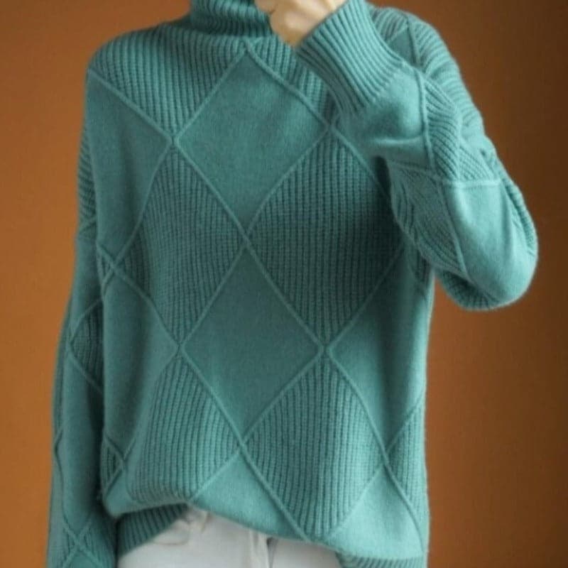 Drune | Rollkragenpullover - Mit Diamantmuster gestrickt -weich und bequem
