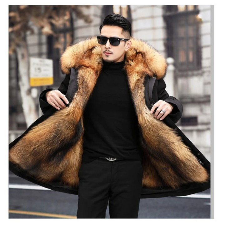 Drune | Parka Jacke wasserabweisend mit Futter aus Fell geräumige Passform langes Modell