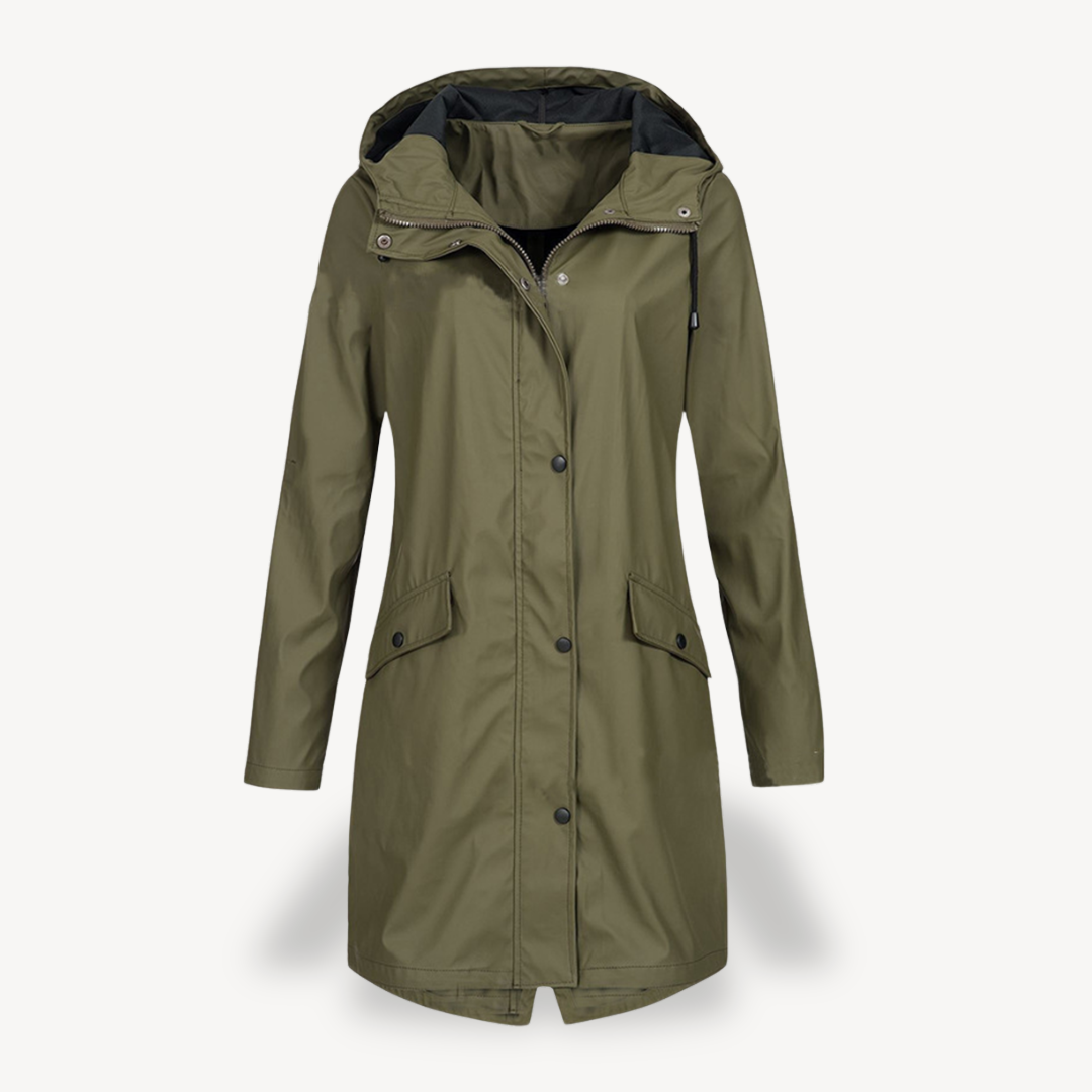 Drune | Damen wasserdichter Hooded Regenmantel