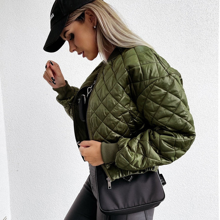 Drune | Damen Gefütterte Cropped Bomberjacke Stilvoll & Gemütlich