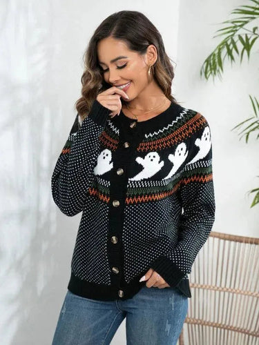 Drune | Polka Dot Frauen Strickjacke Pullover
