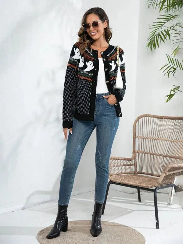 Drune | Polka Dot Frauen Strickjacke Pullover