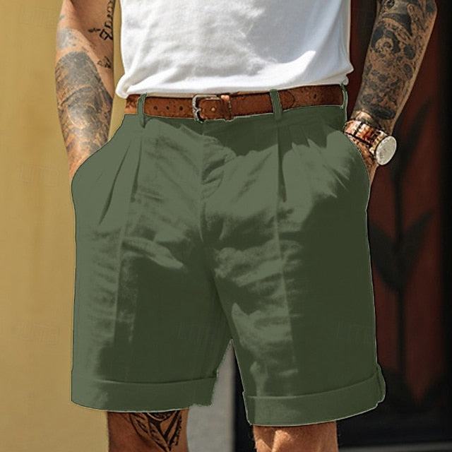 Drune | Stylische Gefaltete Leinen Herrenshorts Für Den Sommer