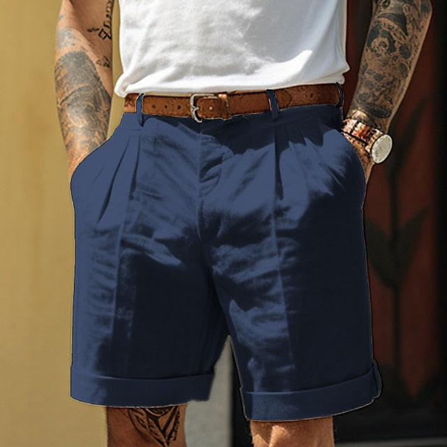 Drune | Stylische Gefaltete Leinen Herrenshorts Für Den Sommer
