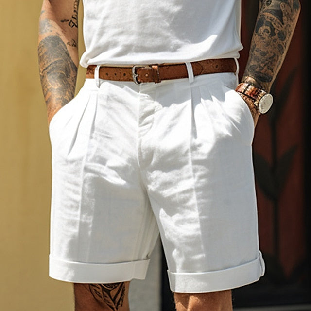 Drune | Stylische Gefaltete Leinen Herrenshorts Für Den Sommer