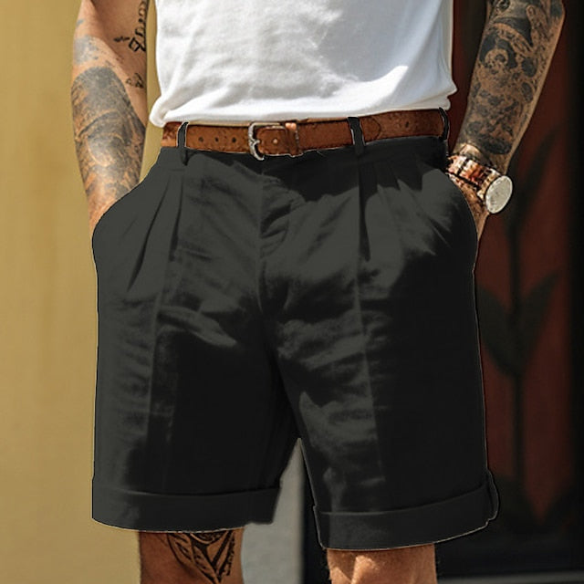 Drune | Stylische Gefaltete Leinen Herrenshorts Für Den Sommer