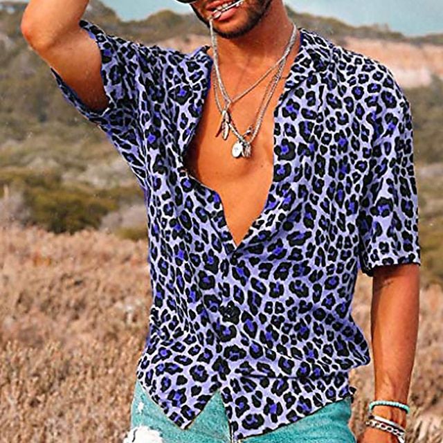 Drune | Herren Sommerhemd Mit Leopardenmuster