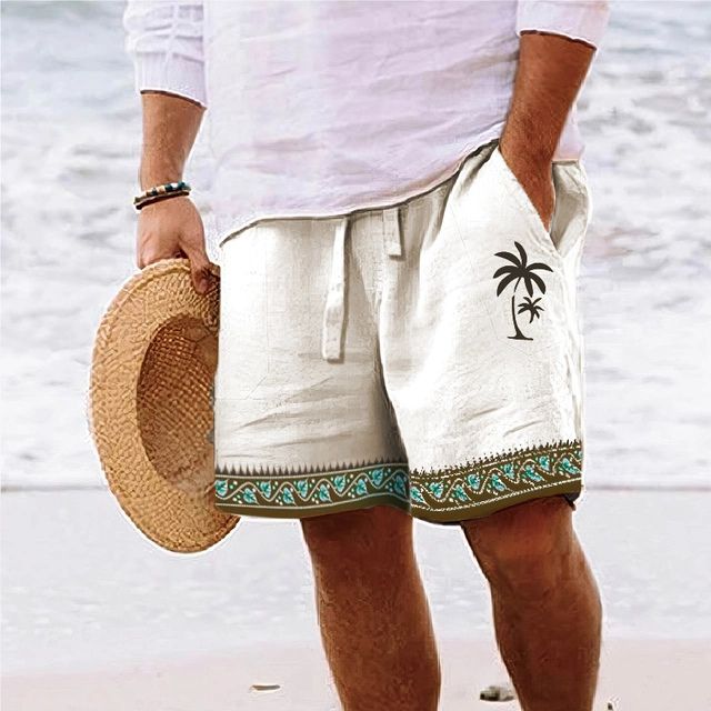 Drune | Herren Strandshort Mit Grafischem Design Von Kokosnussbaum