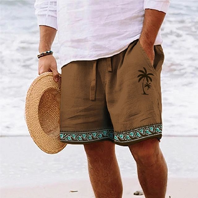 Drune | Herren Strandshort Mit Grafischem Design Von Kokosnussbaum