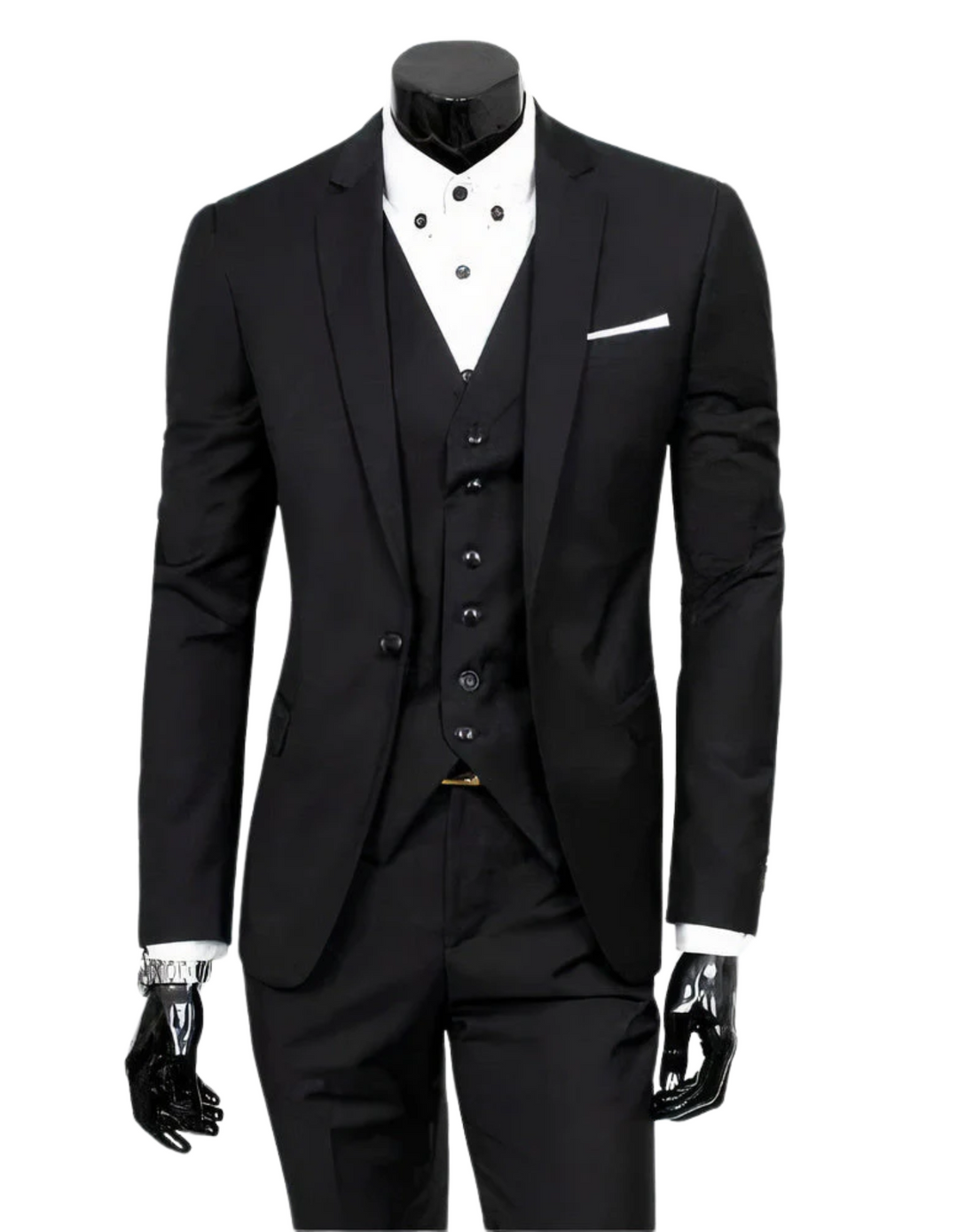 Drune | 3 Teiliger Anzug mit Reverskragen Blazer Ärmelloser Weste und Schmaler Hose