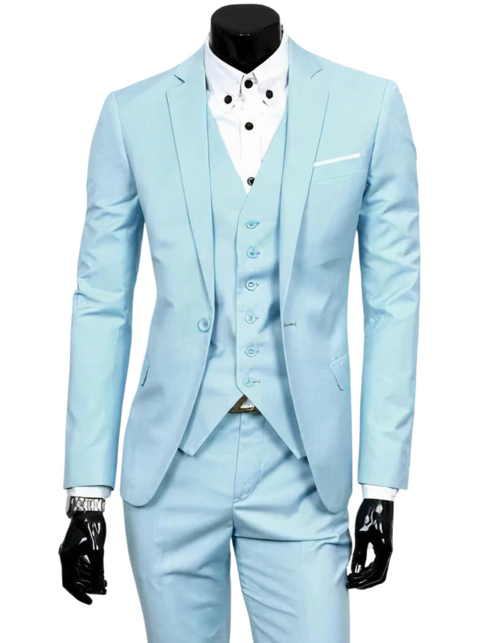 Drune | 3 Teiliger Anzug mit Reverskragen Blazer Ärmelloser Weste und Schmaler Hose