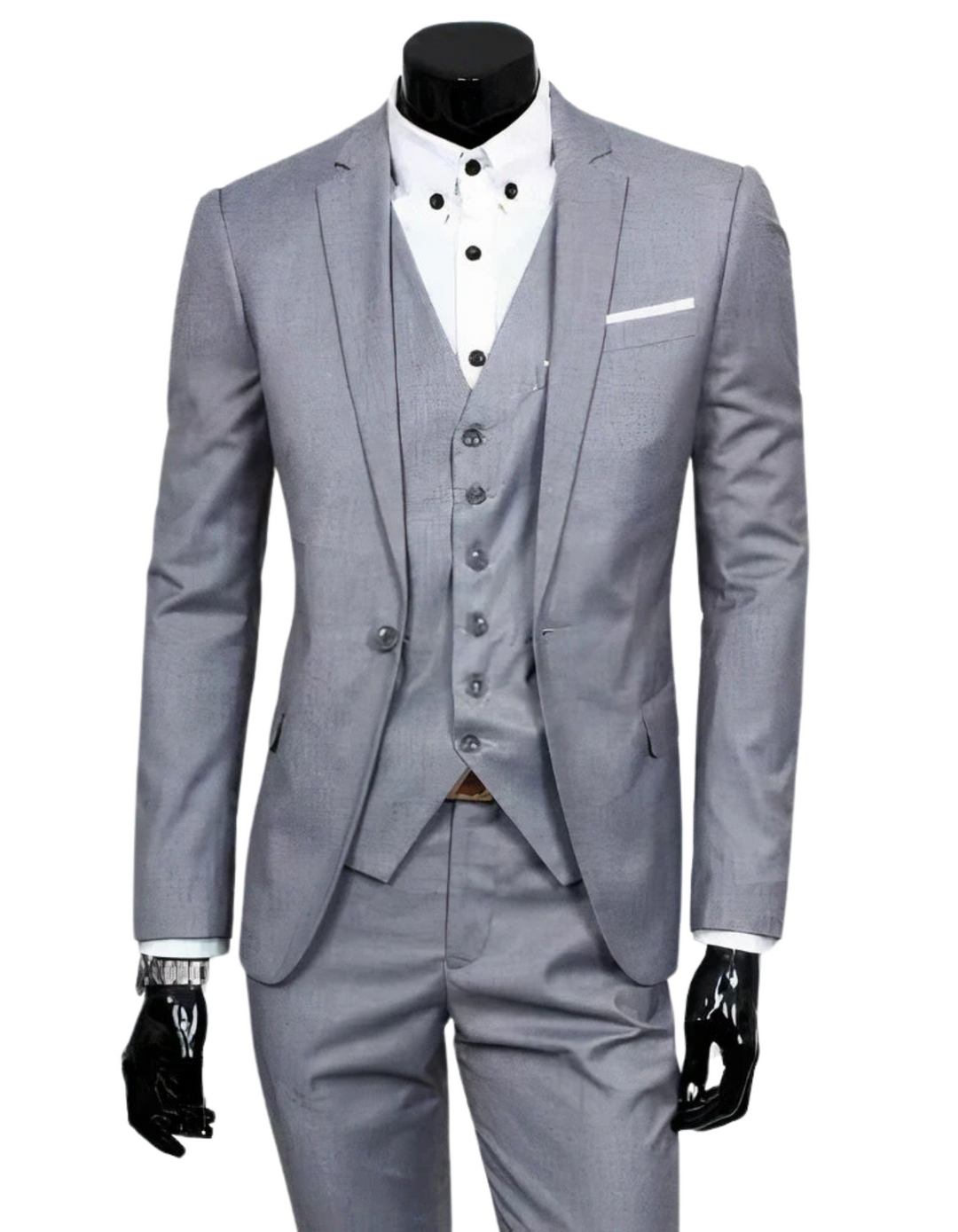 Drune | 3 Teiliger Anzug mit Reverskragen Blazer Ärmelloser Weste und Schmaler Hose