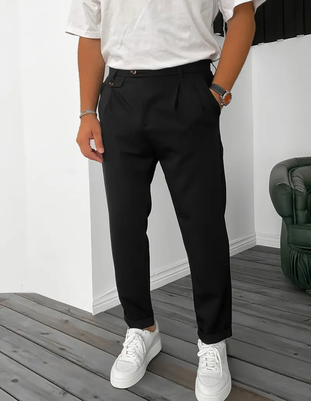 Drune | Herren Bequeme Hose Schwarz