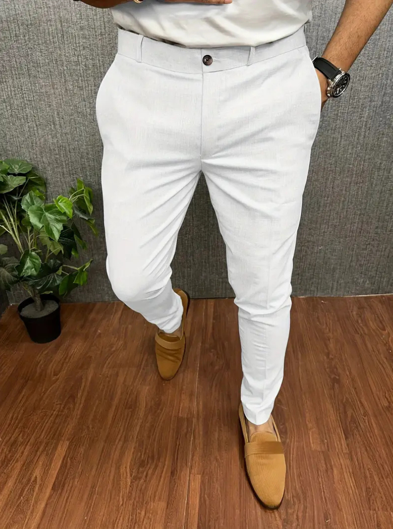 Drune | Herren Weiße Chino Stoffhose Stretch