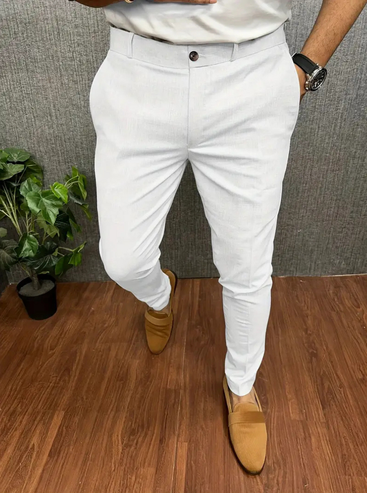 Drune | Herren Weiße Chino Stoffhose Stretch