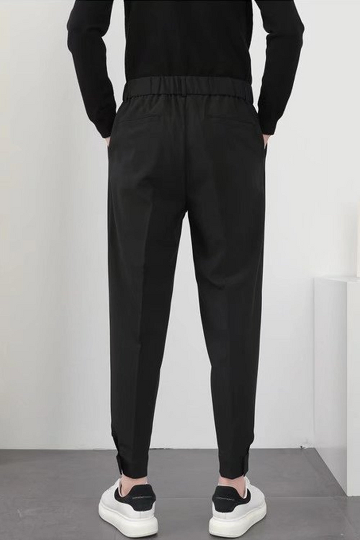 Drune | Herren High Waist Hose Weiß Stoffhose
